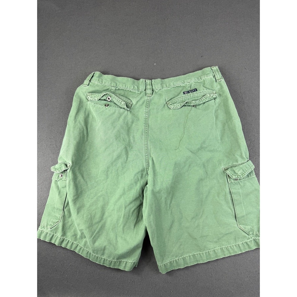 Vintage Chaps Mens Green Cargo Shorts Flat Front Utility Streetwear Outdoor 34 - Picture 2 of 5